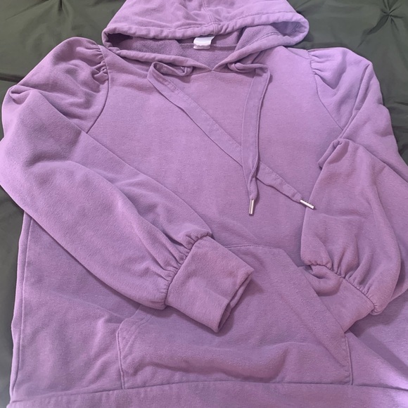 MEMBER'S Mark Ladies Pullover Puff Sleeve Fashion Hoodie Lavender Grey Sz M. - Picture 7 of 8